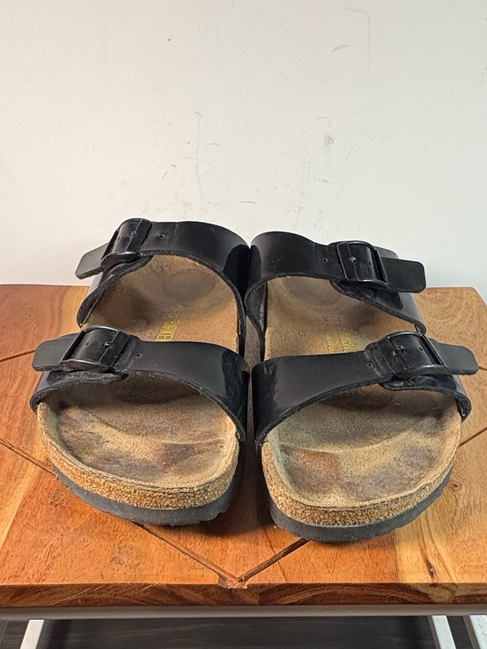 Birkenstock Black Two-Strap Patent Leather Sandals EU39